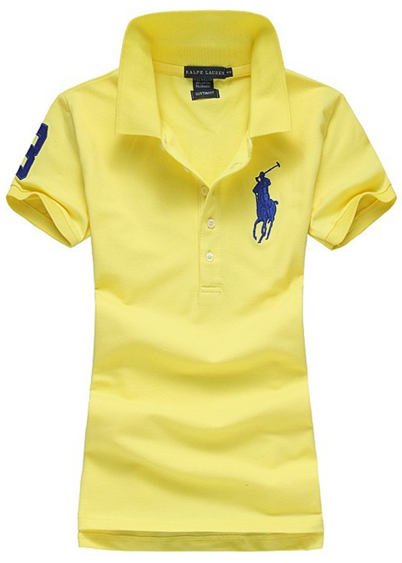 ראלף לורן-RALPH LAUREN POLO TSHIRT SHORT WOMEN - Yellow & Black Logo