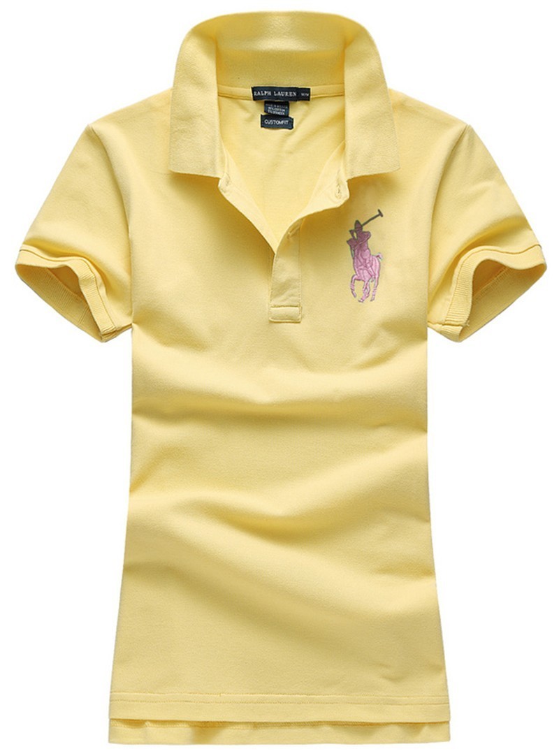 ראלף לורן-RALPH LAUREN POLO TSHIRT SHORT WOMEN - Yellow & Pink Logo