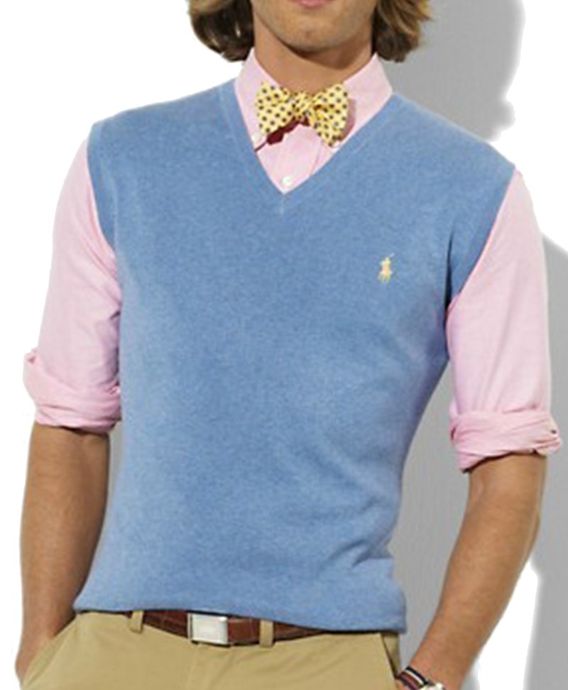 ראלף לורן-RALPH LAUREN SWETER VEST V MEN - Skay Blue