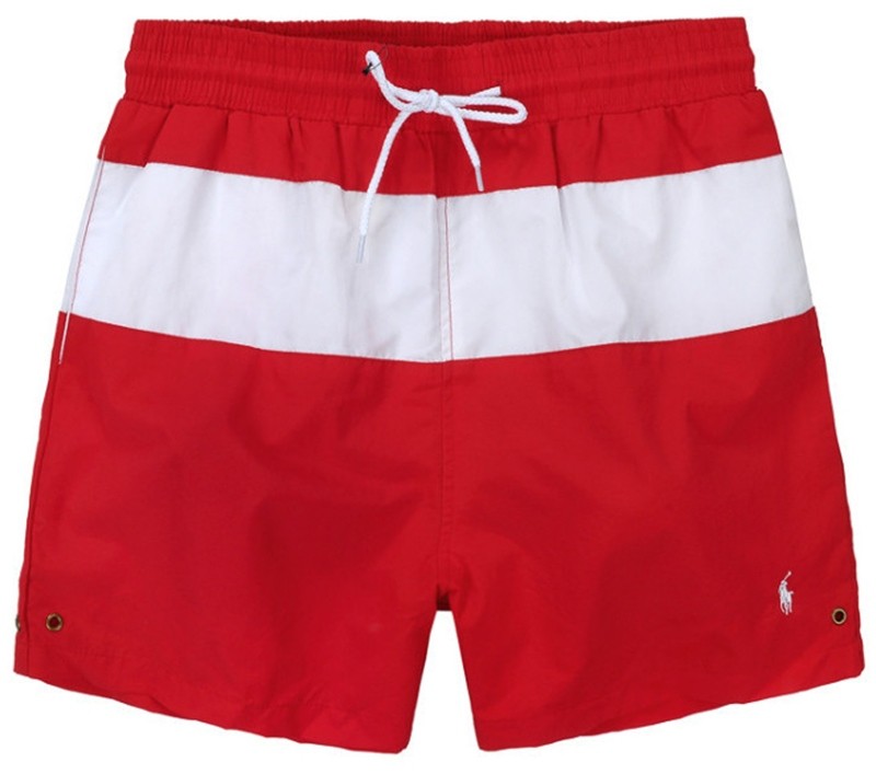 ראלף לורן-RALPH LAUREN SWIM BEACH SHORT MEN'S - Red & White