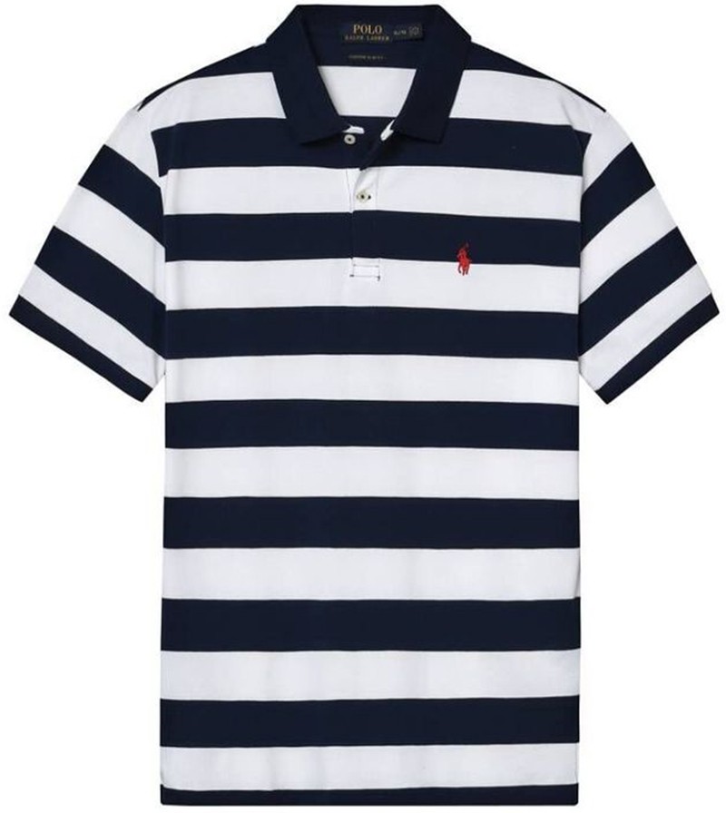 ראלף לורן-RALPH LAUREN POLO TSHIRT MEN'S SHORT DESGIN - NAVY BLUE & WHITE