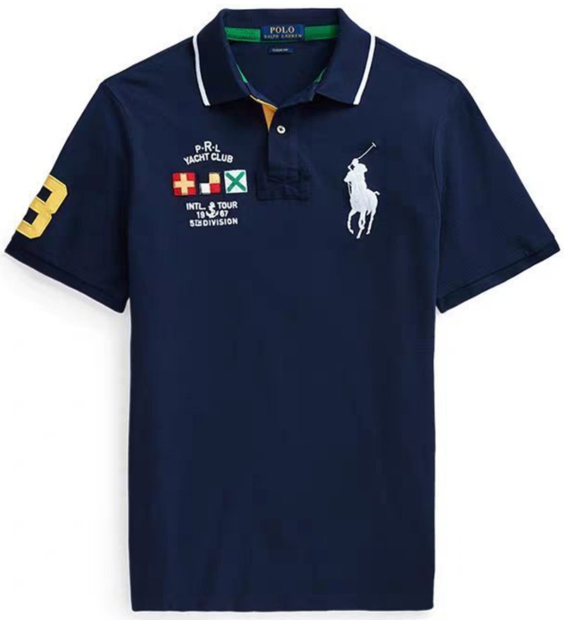 ראלף לורן-RALPH LAUREN POLO TSHIRT MEN'S SHORT DESGIN - NAVY BLUE
