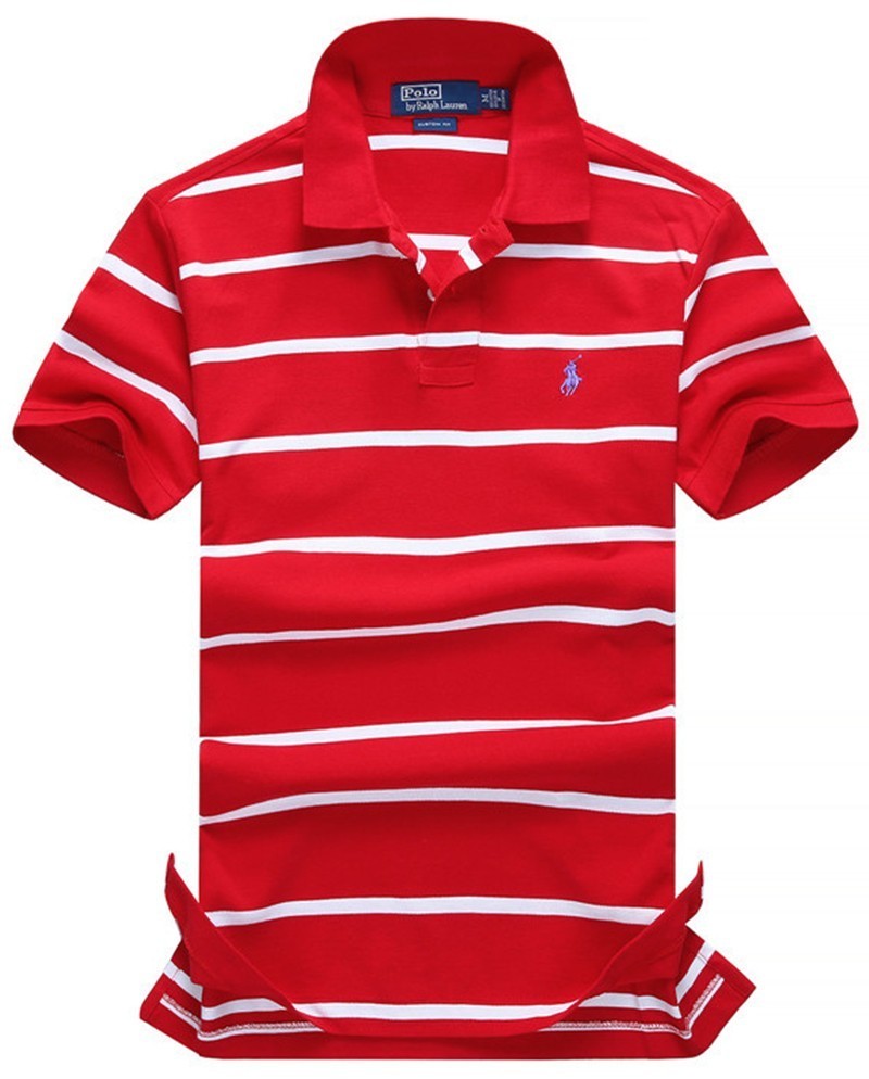 ראלף לורן-RALPH LAUREN POLO TSHIRT MEN'S SHORT DESGIN - Red & White