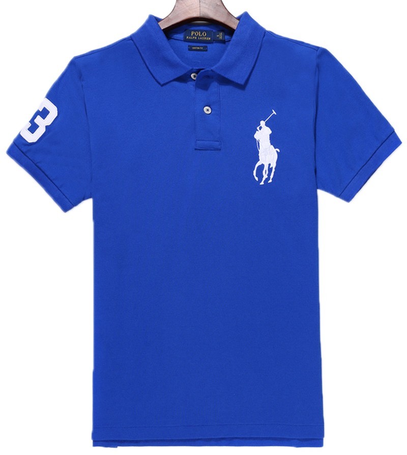 ראלף לורן-RALPH LAUREN POLO TSHIRT SHORT BIG PONY MEN'S - BLUE & WHITE LOGO