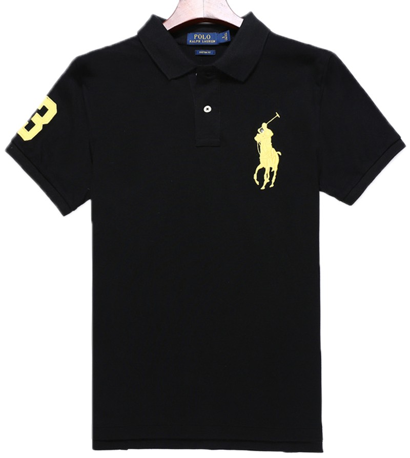ראלף לורן-RALPH LAUREN POLO TSHIRT SHORT BIG PONY MEN'S - Black & Yellow Logo