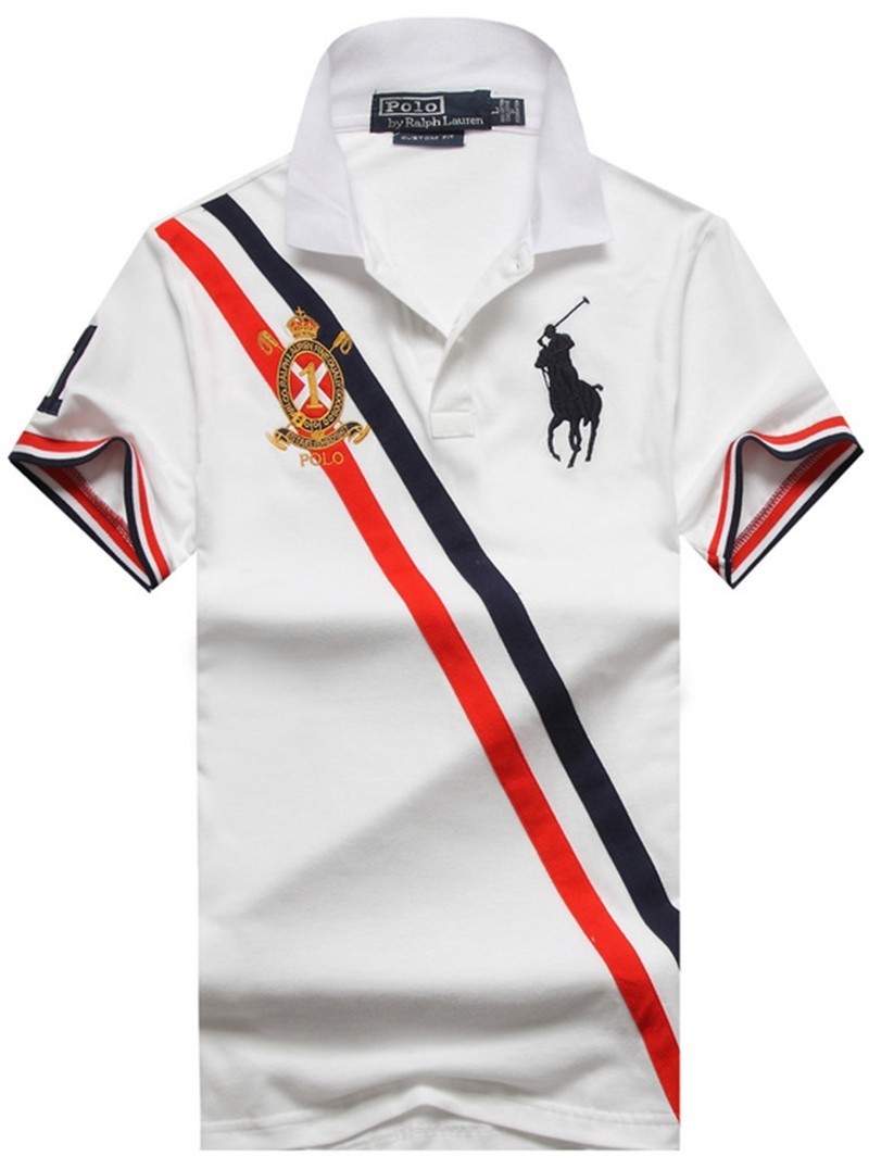 ראלף לורן-RALPH LAUREN POLO TSHIRT SHORT BIG PONY MEN'S- WHITE RED & BLACK