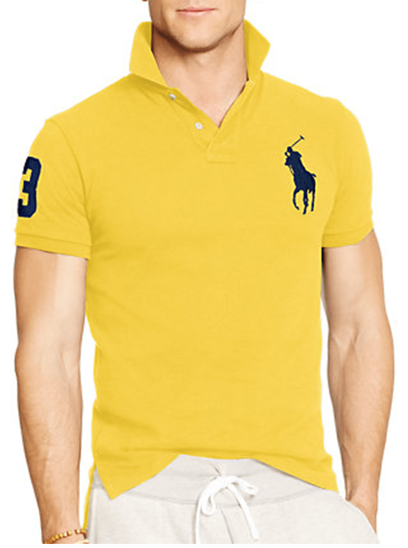 ראלף לורן-RALPH LAUREN POLO TSHIRT SHORT BIG PONY MEN'S - YELLOW & BLACK LOGO