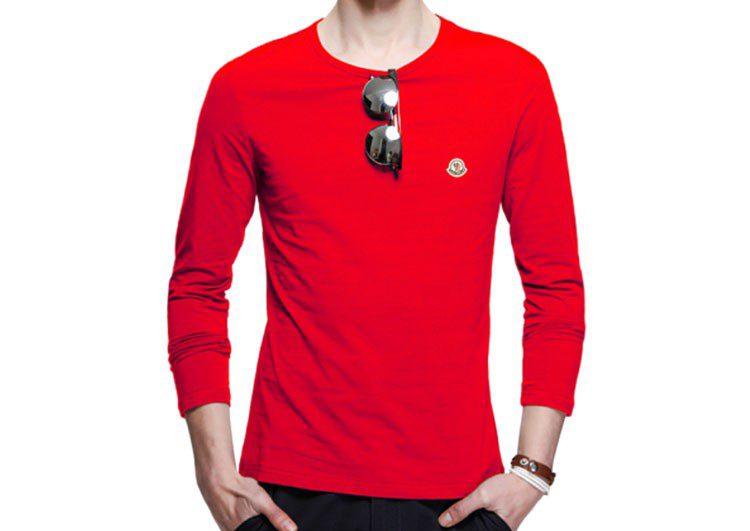מונקלר-MONCLER LONG TSHIRT MEN'S - RED
