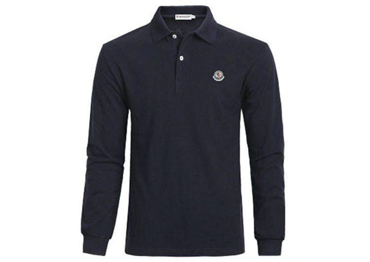 מונקלר-MONCLER POLO MEN LONG  - NAVY BLUE