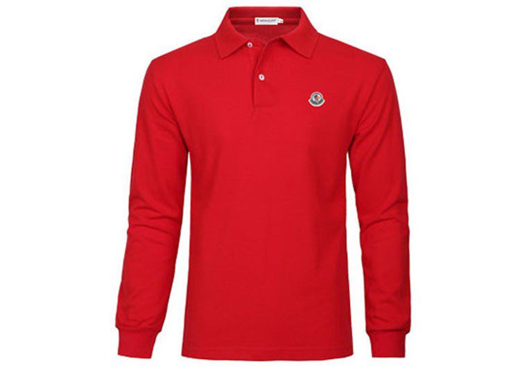 מונקלר-MONCLER POLO MEN LONG  - RED