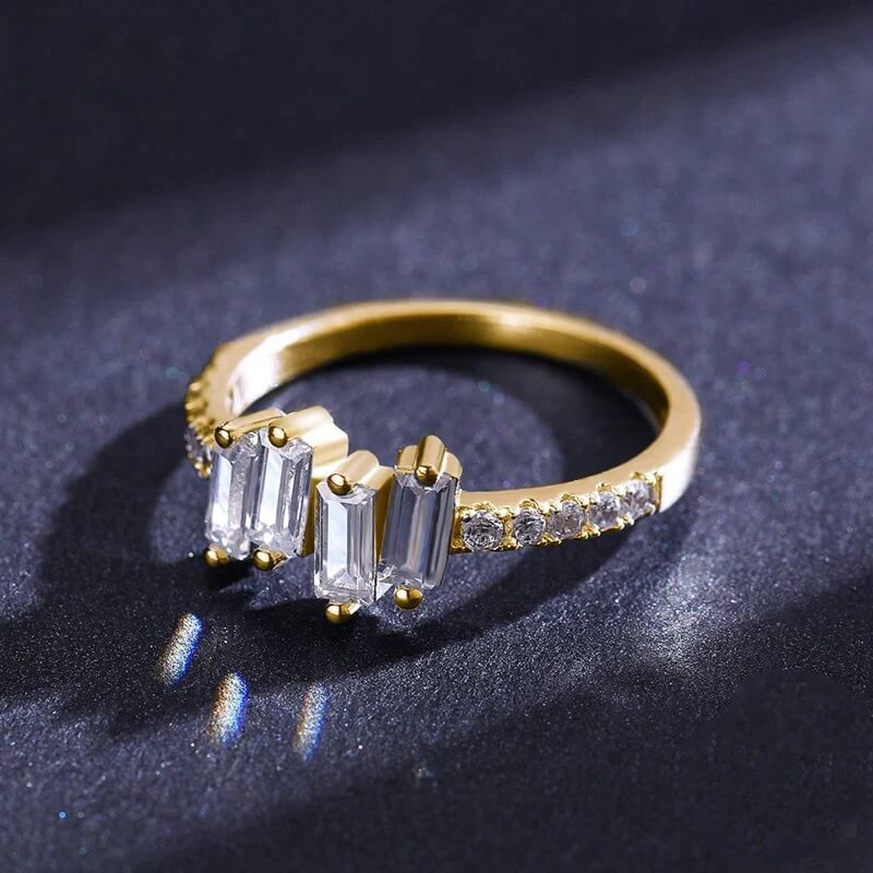 טבעת יוקרה-Gold color Ring for Women 925 Sterling Jewelry Wedding – תמונה 2