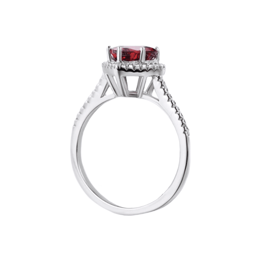 טבעת יוקרה-Silver Red Red Heart Ring 5A CZ Zirconia Wedding Jewelry brand – תמונה 2