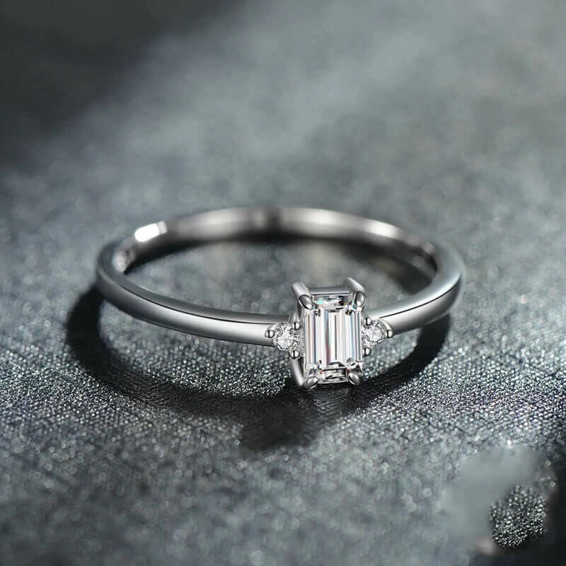 טבעת יוקרה-Silver Ring Hearts Arrows Zircon For Women – תמונה 3