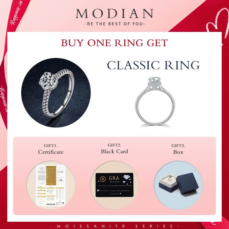 טבעת יוקרה- Silver Ring 1ct Shiny Moissanite For Women – תמונה 4