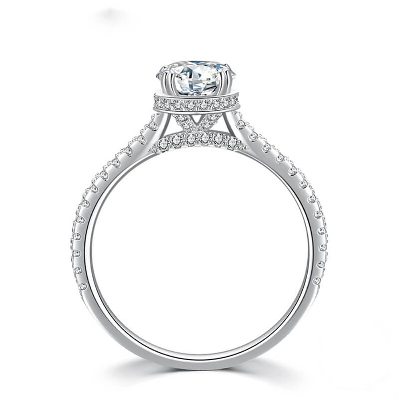 טבעת יוקרה- Silver Ring 1ct Shiny Moissanite For Women