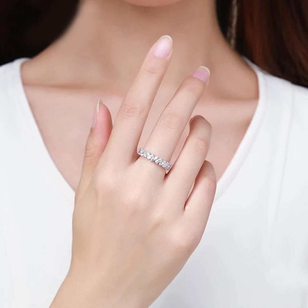 טבעת יוקרה-Silver Ring Classic Luxury Full Cubic Zirconia Finger Rings For Women – תמונה 2