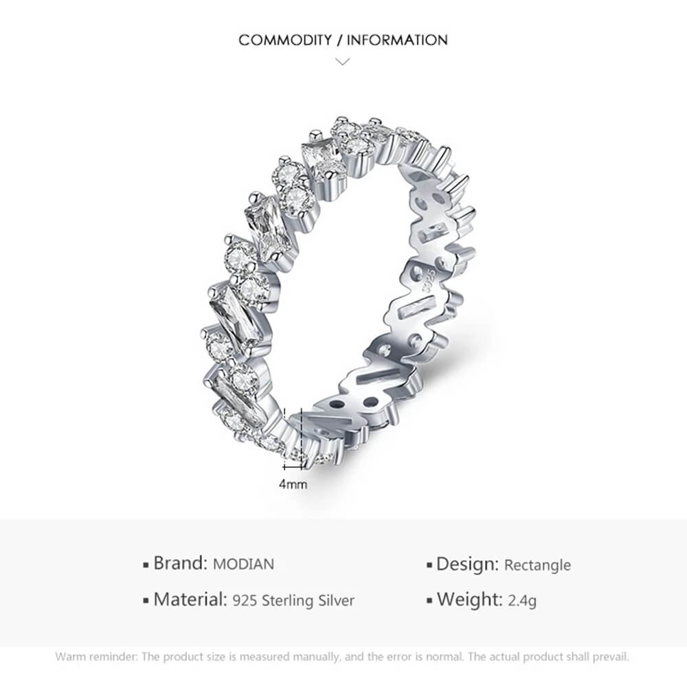 טבעת יוקרה-Silver Ring Classic Luxury Full Cubic Zirconia Finger Rings For Women – תמונה 3