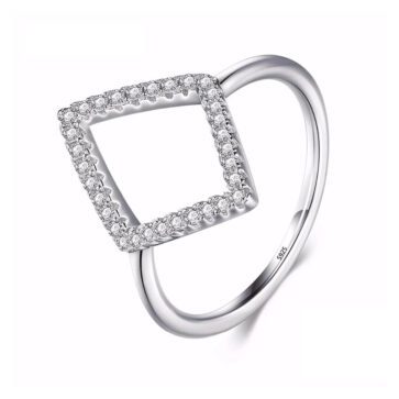 טבעת יוקרה-Silver Ring Fashion Cubic Zirconia For Women