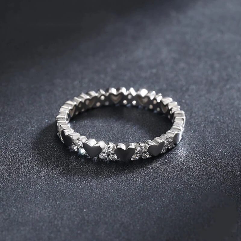 טבעת יוקרה-Silver Ring Fashion Hearts Stackable For Women – תמונה 5