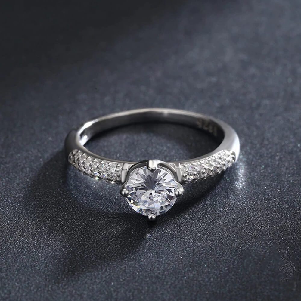 טבעת יוקרה-Silver Ring Round Ten Hearts Arrow CZ Classic Finger Rings For Women – תמונה 4