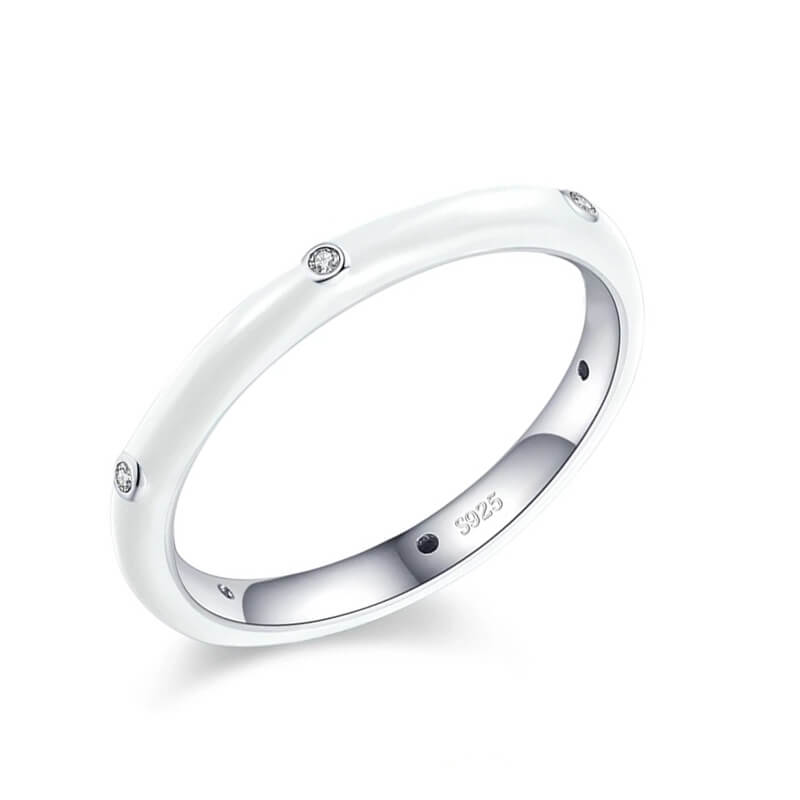 טבעת יוקרה-Silver Ring White Color Finger Rings for Women Men Romantic Couples – תמונה 2
