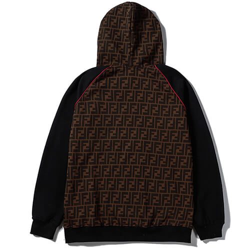 פנדי - FENDI HOODIES - Brown Pod Black & Red Logo – תמונה 2