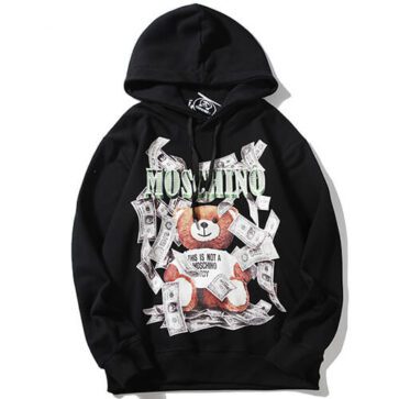 מוסקינו - MOSCHINO HOODIE - Black & White Mix