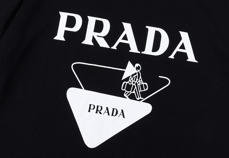 פראדה-PRADA TSHIRT POLO SHORT MEN - Black White Logo – תמונה 4