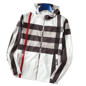 ברברי - BURBERRY JACKET- White Woody Brown & Red