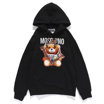 מוסקינו - MOSCHINO HOODIE - Black & White Logo