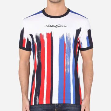דולצ'ה וגבאנה-D&G Tshirt- White Red Blue & Black