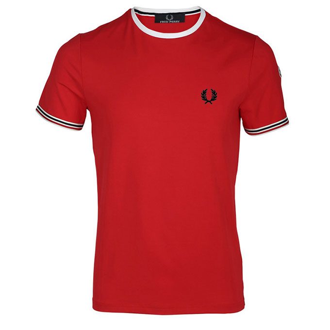 פרד פרי-FRED PERRY TSHIRT MEN SHORT - Red