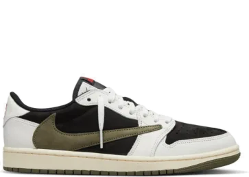 נעלי נייק-NIKE AIR JORDAN 1 LOW -WHITE GREEN BLACK Travis Scott