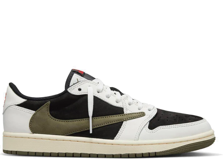 נעלי נייק-NIKE AIR JORDAN 1 LOW -WHITE GREEN BLACK Travis Scott