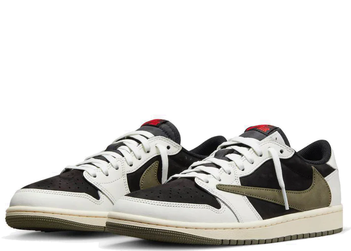 נעלי נייק-NIKE AIR JORDAN 1 LOW -WHITE GREEN BLACK Travis Scott – תמונה 2