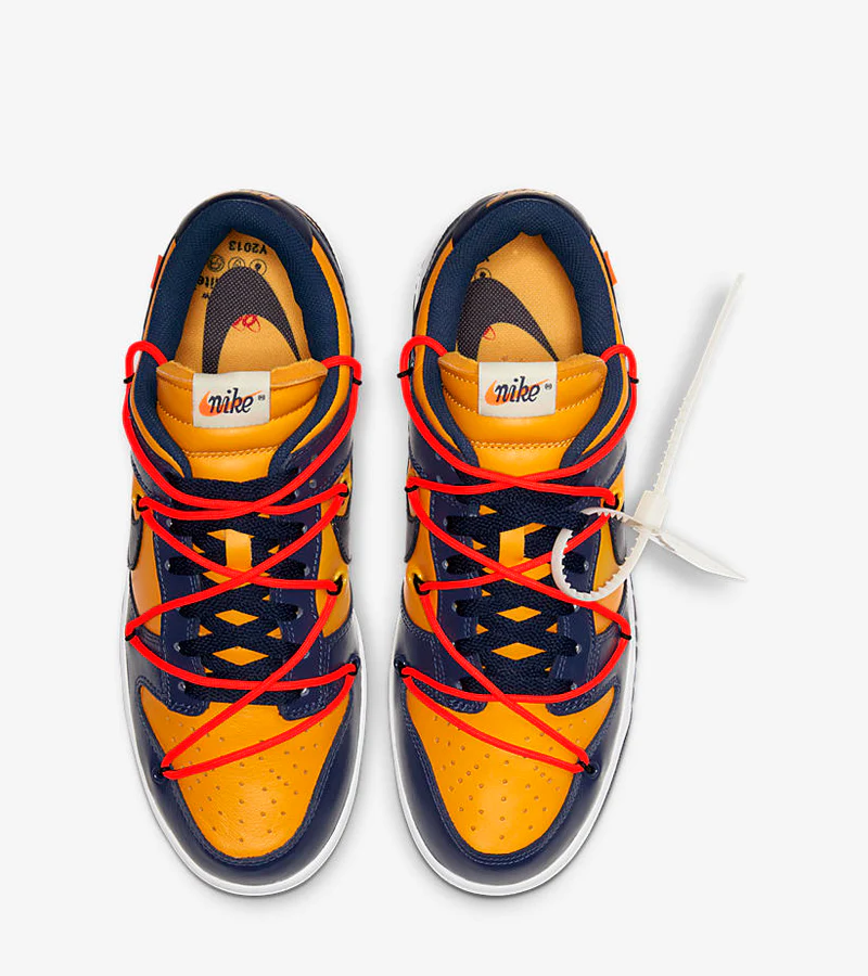 NIKE Off White Dunks Low Yellow Blue – תמונה 2