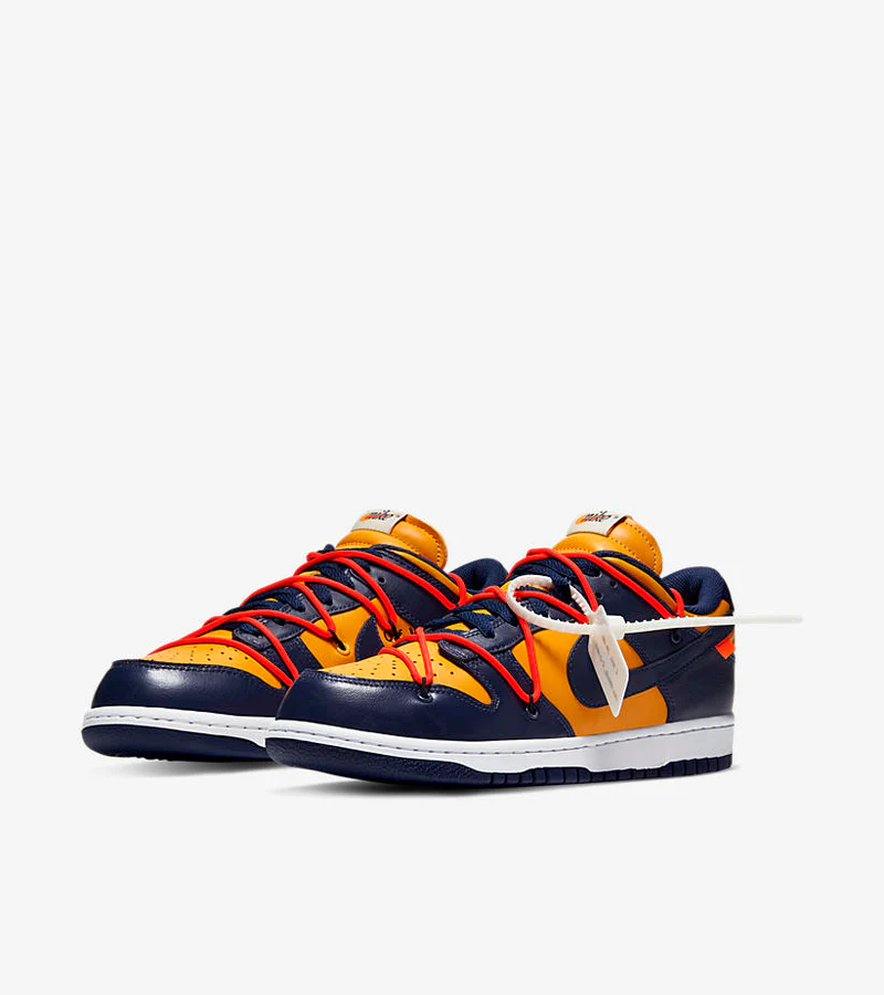NIKE Off White Dunks Low Yellow Blue – תמונה 3