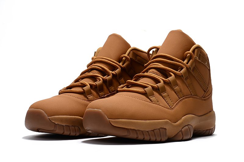NIKE Air Jordan 11 Retro "Wheat" Ginger/Gum Yellow Shoes – תמונה 2