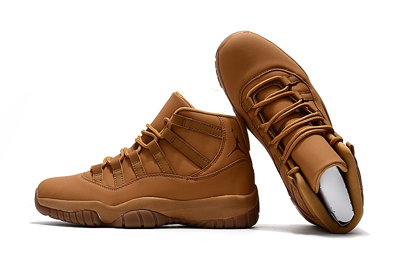 NIKE Air Jordan 11 Retro "Wheat" Ginger/Gum Yellow Shoes – תמונה 3