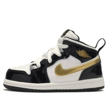 Air Jordan 1 Low Black White Gold ילדים – נייק ג'ורדן